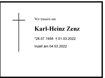 Traueranzeige von Karl-Heinz Zenz von Region Chiemgau