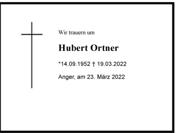 Traueranzeige von Hubert Ortner von Berchtesgaden