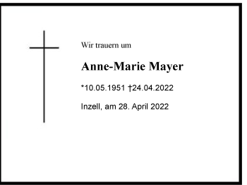 Traueranzeige von Anne-Marie Mayer von Region Chiemgau