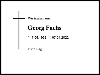 Traueranzeige von Georg Fuchs von Region Traunstein