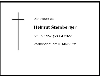 Traueranzeige von Helmut Steinberger von Region Chiemgau