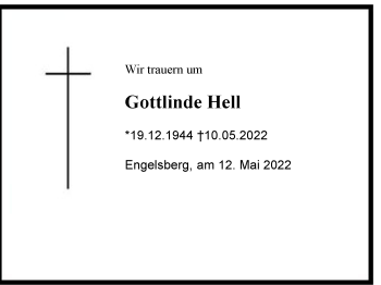 Traueranzeige von Gottlinde Hell von Region Chiemgau