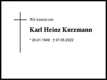 Traueranzeige von Karl Heinz Kurzmann von Region Chiemgau