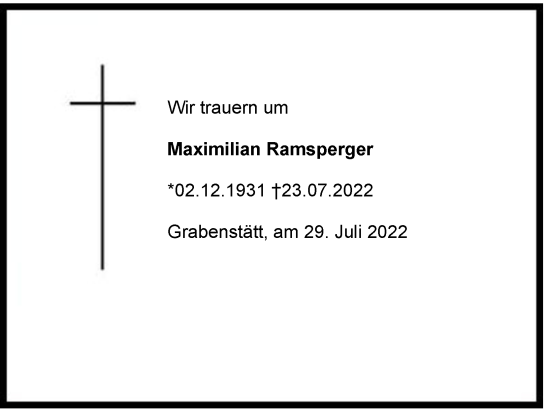 Traueranzeige von Maximilian Ramsperger von Region Chiemgau