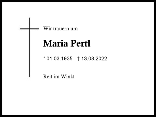 Traueranzeige von Maria Pertl von Region Chiemgau