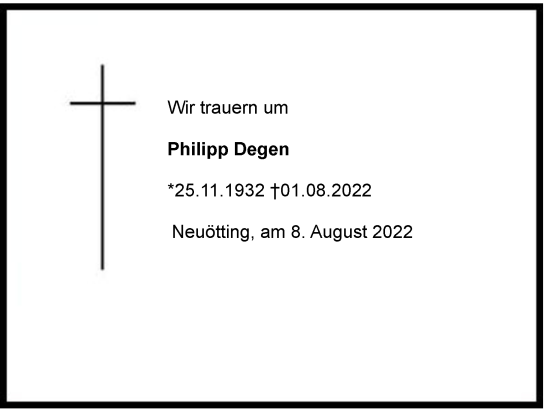 Traueranzeige von Philipp Degen von Berchtesgadener Land