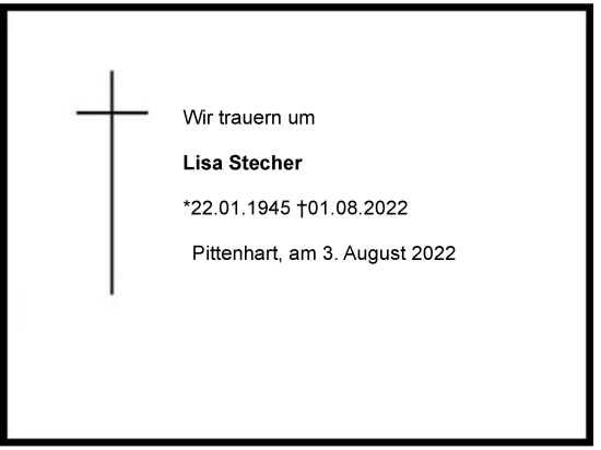 Traueranzeige von Lisa Stecher von Region Chiemgau