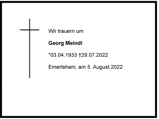 Traueranzeige von Georg Meindl von Region Chiemgau