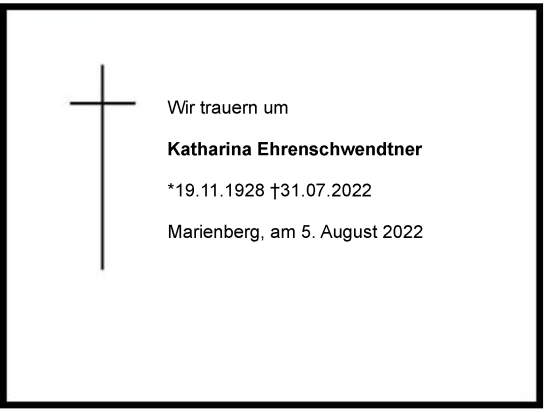 Traueranzeige von Katharina Ehrenschwendtner von Berchtesgadener Land