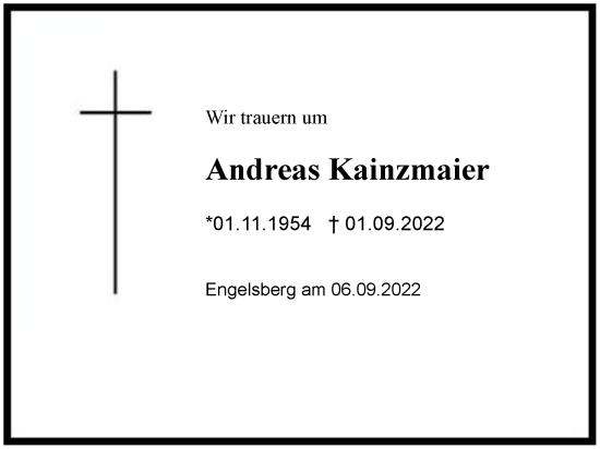 Traueranzeige von Andreas Kainzmaier von Region Chiemgau