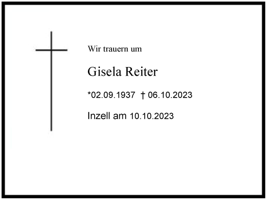 Traueranzeige von Gisela Reiter 