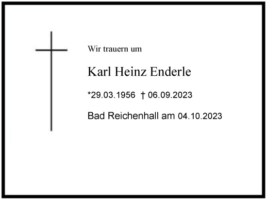 Traueranzeige von Karl Heinz Enderle 