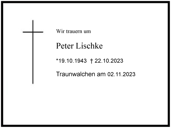 Traueranzeige von Peter Lischke 