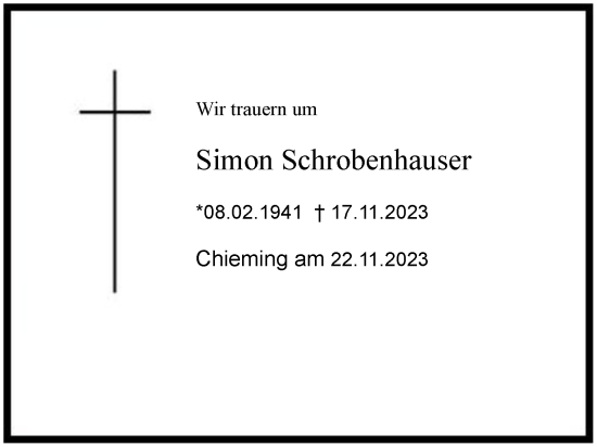 Traueranzeige von Simon Schrobenhauser 