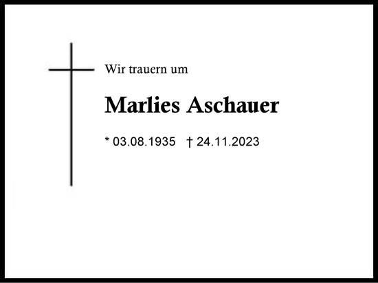 Traueranzeige von Marlies Aschauer von Region Chiemgau