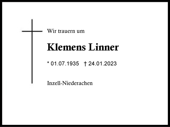 Traueranzeige von Klemens Linner von Region Chiemgau