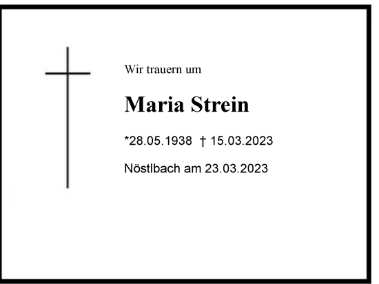 Traueranzeige von Maria Strein von Region Chiemgau