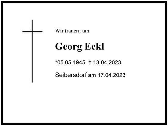 Traueranzeige von Georg Eckl von Region Chiemgau