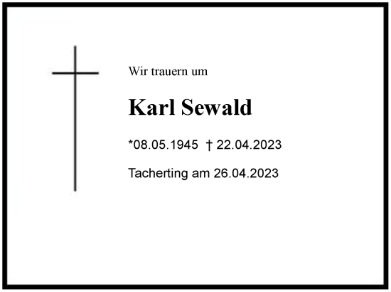 Traueranzeige von Karl Sewald von Region Chiemgau