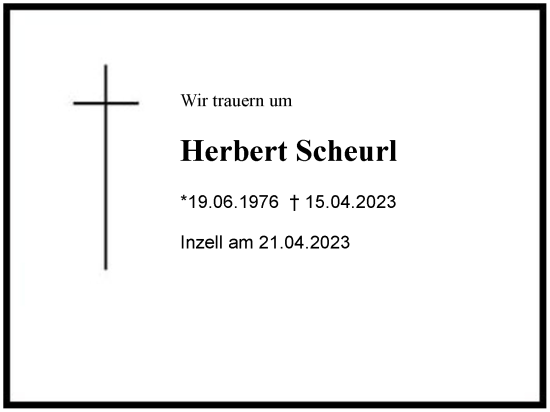 Traueranzeige von Herbert Scheurl von Region Chiemgau