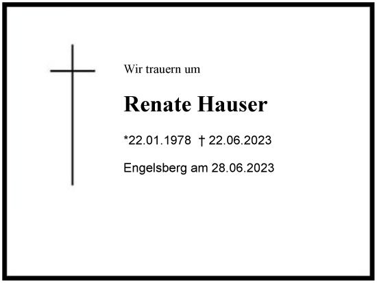 Traueranzeige von Renate Hauser von Region Chiemgau