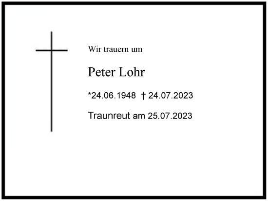 Traueranzeige von Peter Lohr 