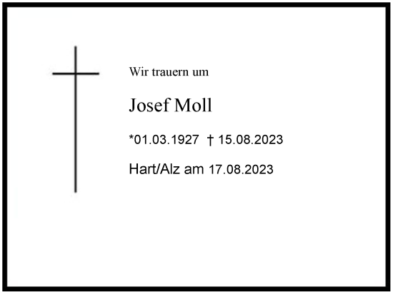 Traueranzeige von Josef Moll 