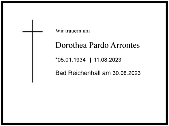 Traueranzeige von Dorothea Pardo Arrontes 