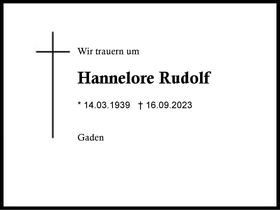 Traueranzeige von Hannelore Rudolf von Region Chiemgau
