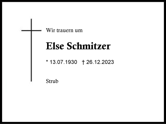 Traueranzeige von Else Schmitzer von Region Chiemgau