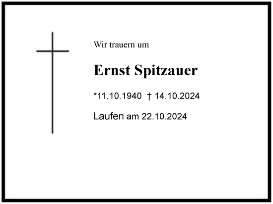 Traueranzeige von Ernst Spitzauer von Region Berchtesgadener Land