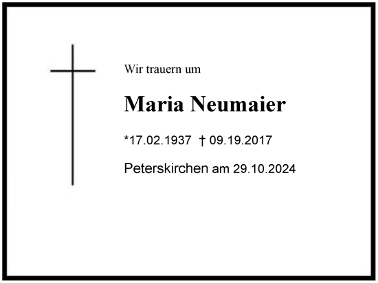 Traueranzeige von Maria Neumaier von Region Chiemgau