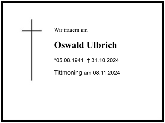 Traueranzeige von Oswald Albrich von Region Chiemgau