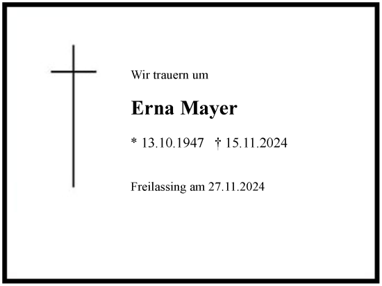 Traueranzeige von Erna Mayer von Region Berchtesgadener Land