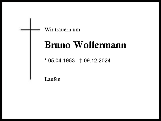 Traueranzeige von Bruno Wollermann von Traunstein