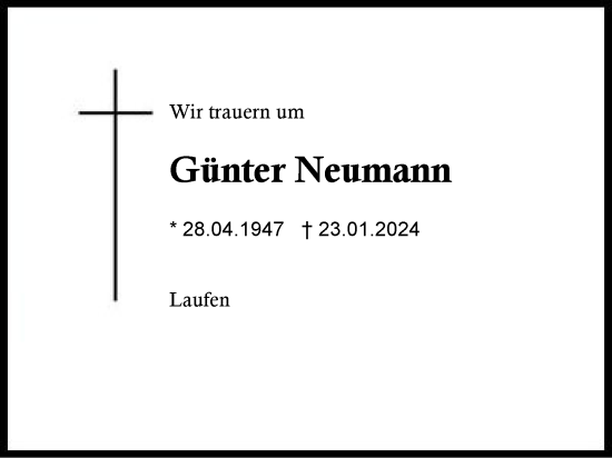 Traueranzeige von Günter Neumann von Traunstein