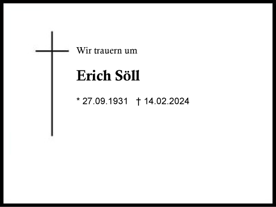 Traueranzeige von Erich Söll von Region Chiemgau