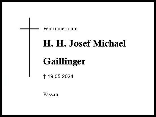 Traueranzeige von Josef Michael Gaillinger von Region Berchtesgadener Land