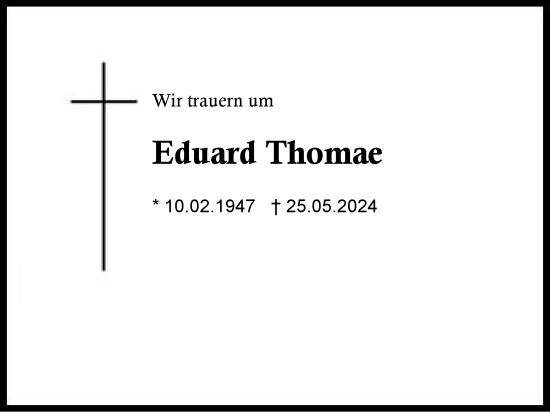 Traueranzeige von Eduard Thomae von Region Chiemgau