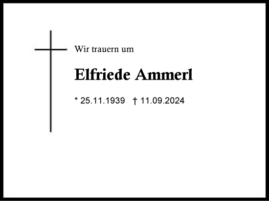 Traueranzeige von Elfriede Ammerl von Traunstein