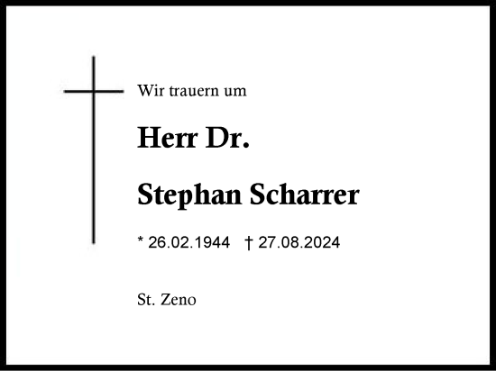 Traueranzeige von Stephan Scharrer von Region Berchtesgadener Land