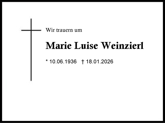Traueranzeige von Marie Luise Weinzierl von Region Berchtesgadener Land