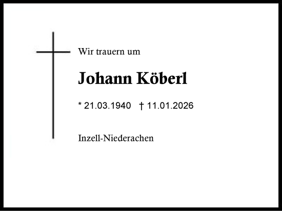 Traueranzeige von Johann Köberl von Region Chiemgau