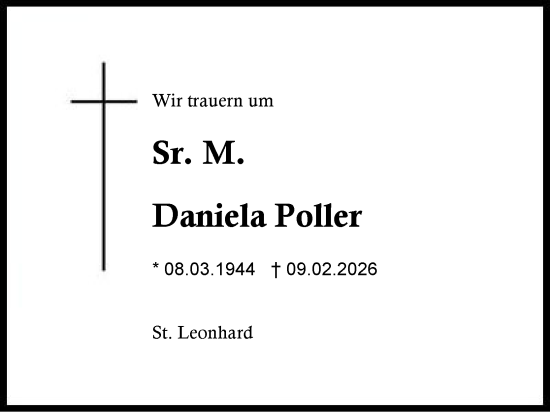 Traueranzeige von Daniela Poller von Region Chiemgau