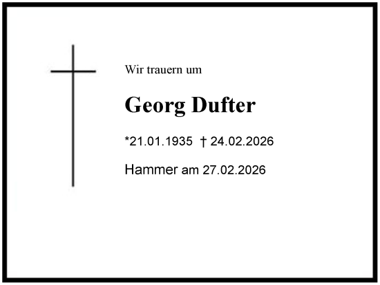 Traueranzeige von Georg Dufter von Region Chiemgau