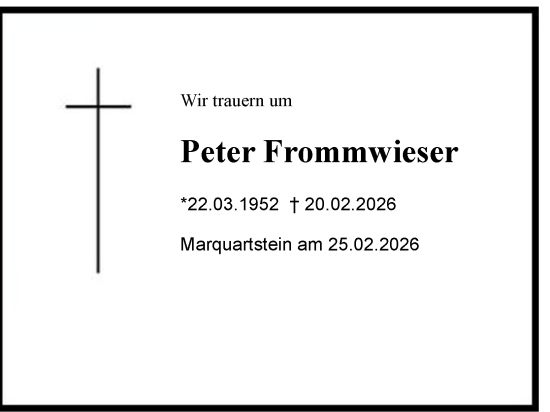 Traueranzeige von Peter Frommwieser von Region Chiemgau