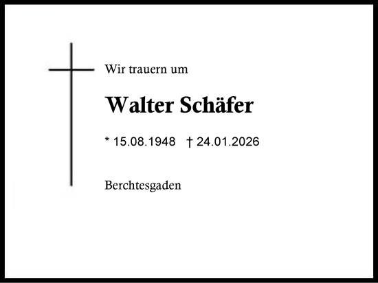 Traueranzeige von Walter Schäfer von Region Chiemgau